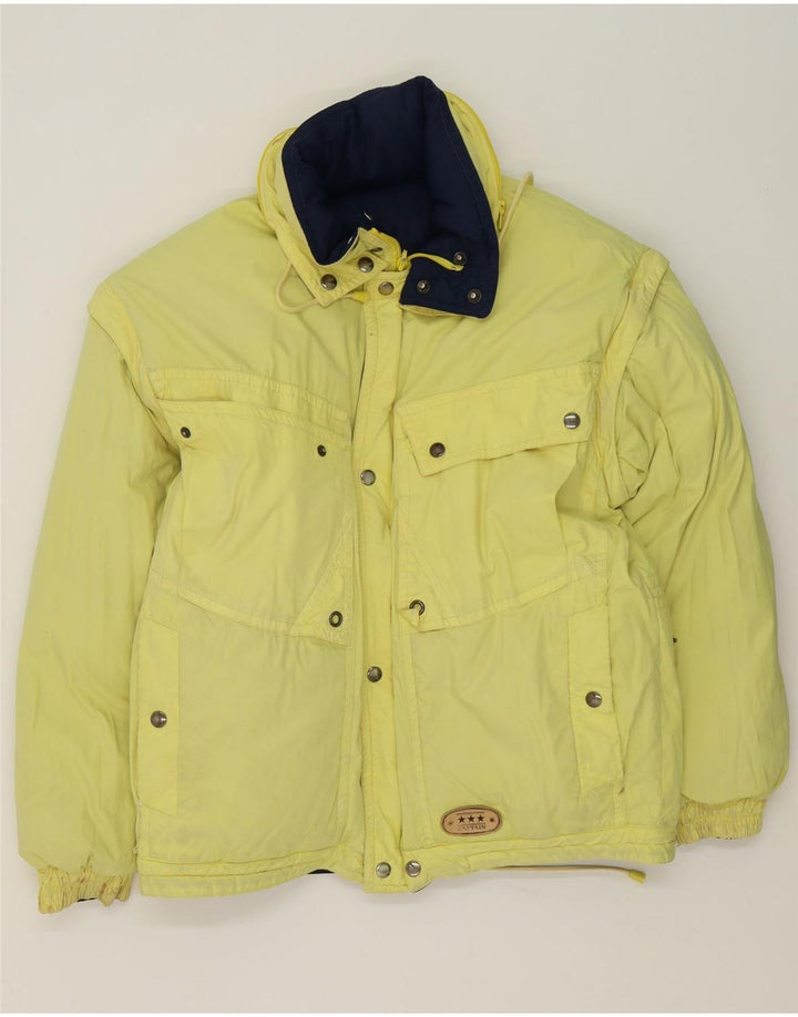 vintage Homme Réversible Veste Rembourrée UK 38 Moyen Marine Bleu Nylon