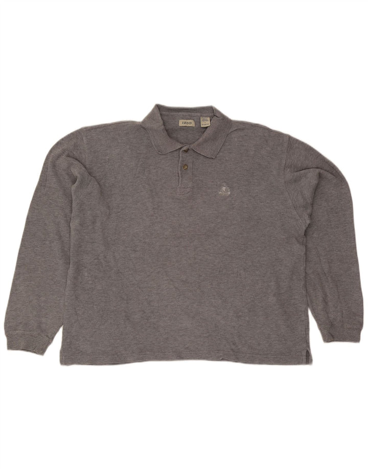 Izod Polo à Manches Longues Homme Grand Gris Coton