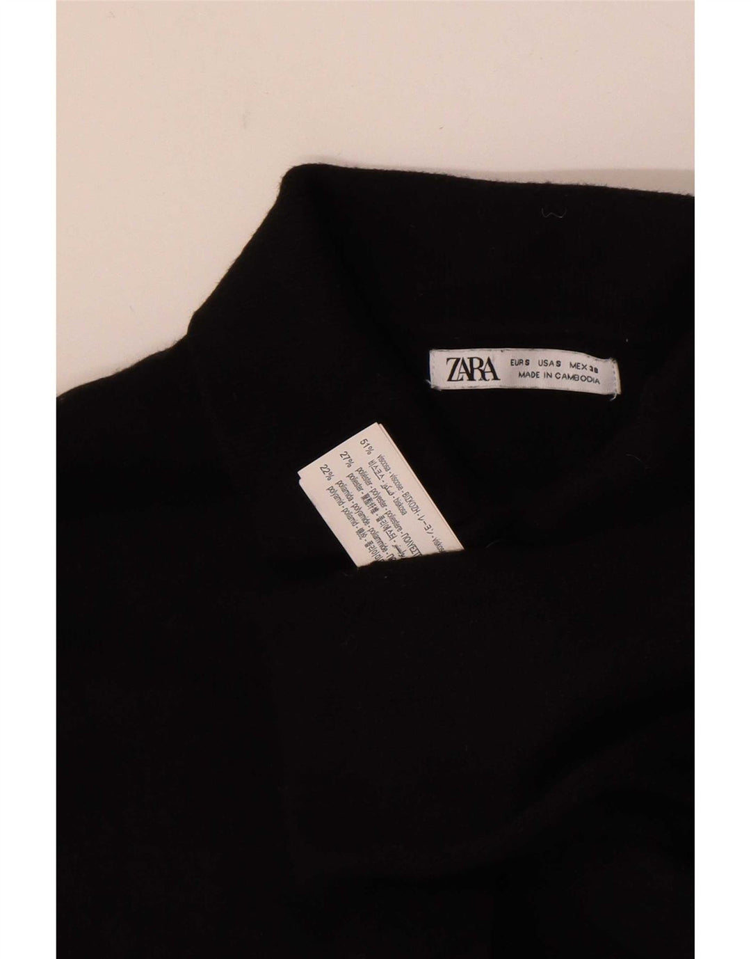 Zara Polo À Manches Longues Homme Petit Noir Viscose