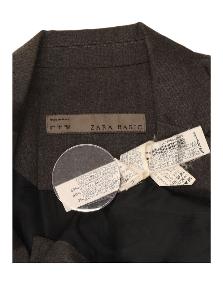 Zara Veste Blazer 1 Bouton Femme UK 10 Petit Gris Polyester