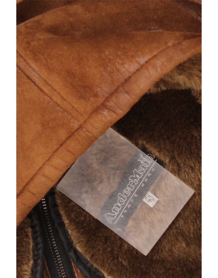 veste en peau de mouton vintage pour hommes IT 48 Brun moyen