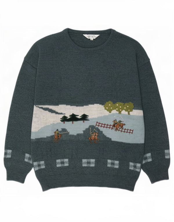 Rian Rucci Pull graphique à col bateau pour homme IT 54 XL Vert géométrique