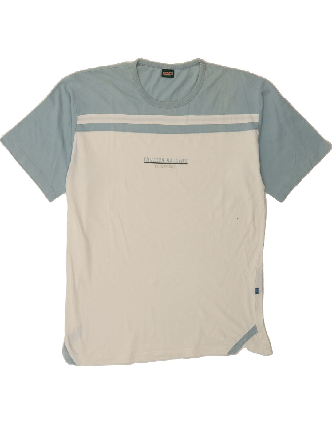 INVICTA Mens Graphic T-Shirt Top Medium White Colourblock Cotton Vintage Invicta and Second-Hand Invicta from Messina Hembry 