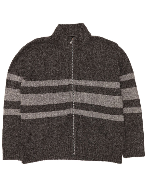 LEE Cardigan Homme Pull Large Gris Rayé Acrylique