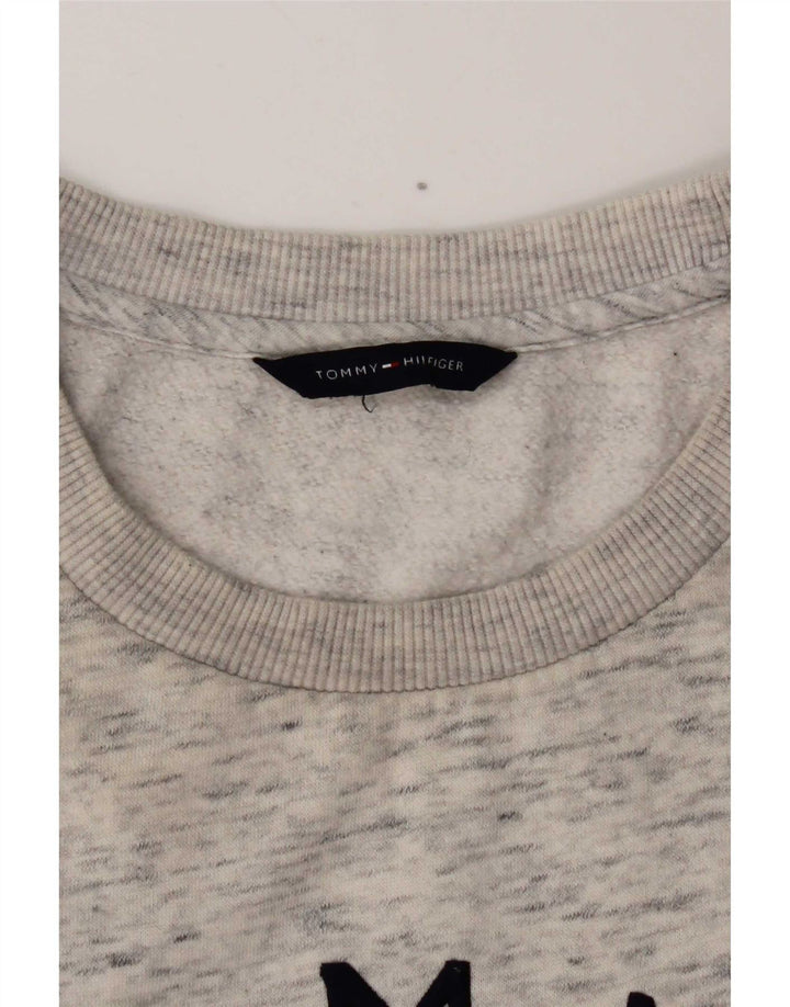 Tommy Hilfiger Sweat-shirt graphique pour femme UK 12 Gris moyen moucheté