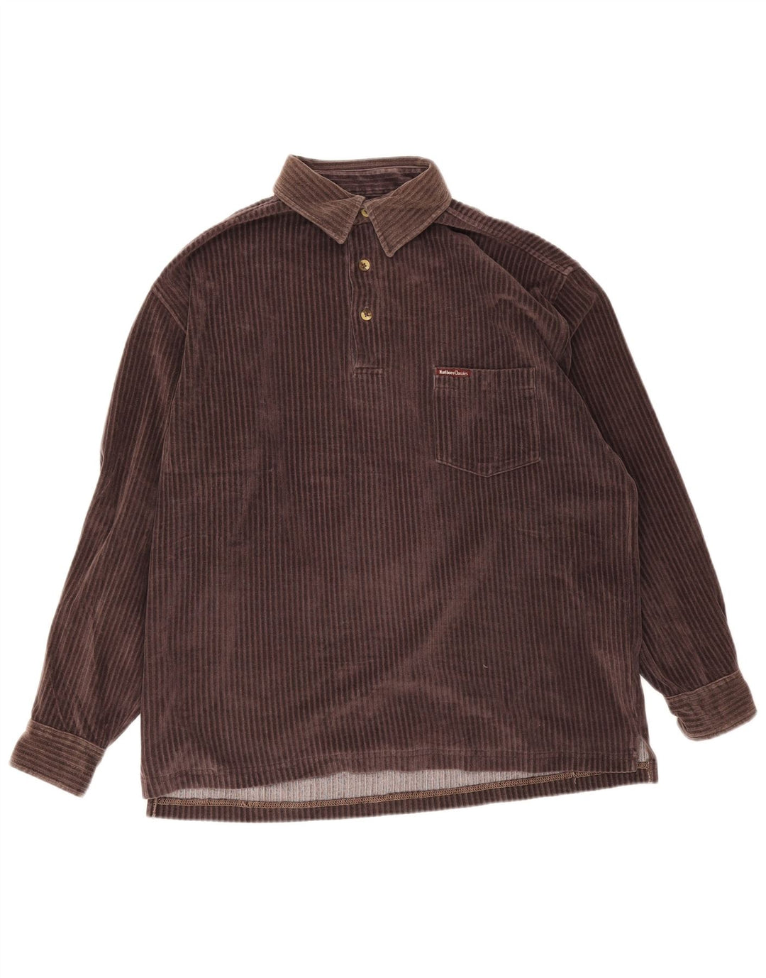 Marlboro Classics Chemise pull en velours côtelé pour homme en coton marron moyen