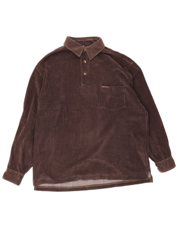 Marlboro Classics Chemise pull en velours côtelé pour homme en coton marron moyen