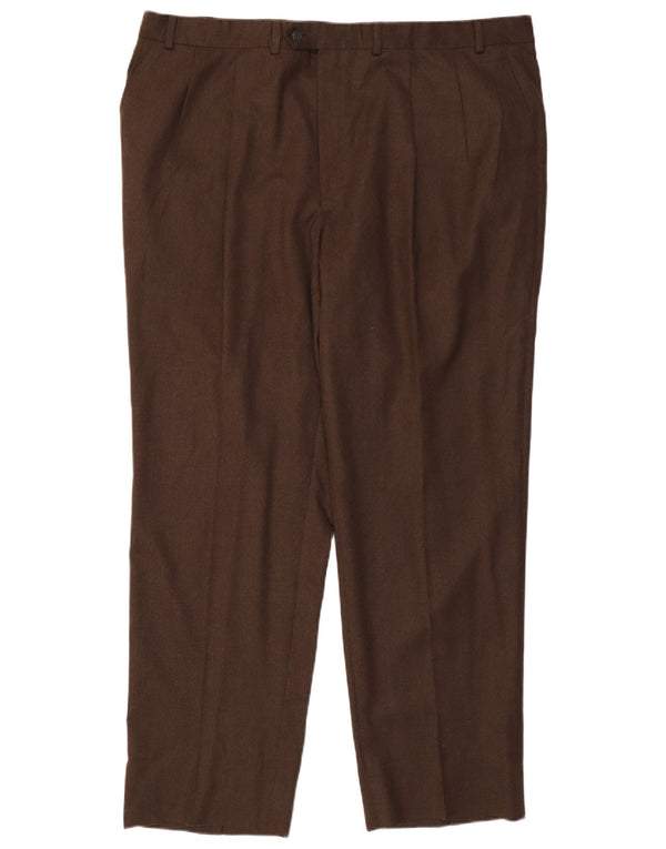 RALPH LAUREN Pantalon de costume à chevilles pour hommes W46 L33 Laine marron