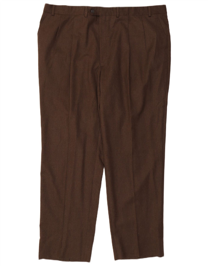 RALPH LAUREN Pantalon de costume à chevilles pour hommes W46 L33 Laine marron