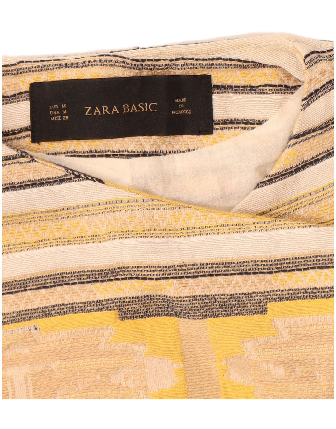 Zara Veste blazer courte ouverte pour homme UK 12 en coton rayé jaune moyen