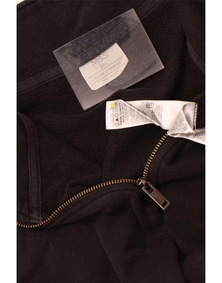 Marks & Spencer Sweat-shirt à col zippé pour homme en coton noir 3XL