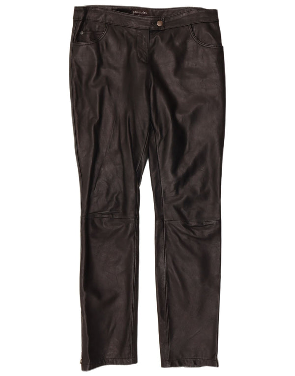 PRINCIPLES Womens Slim Trousers UK 12 Medium W34 L30  Black Leather
