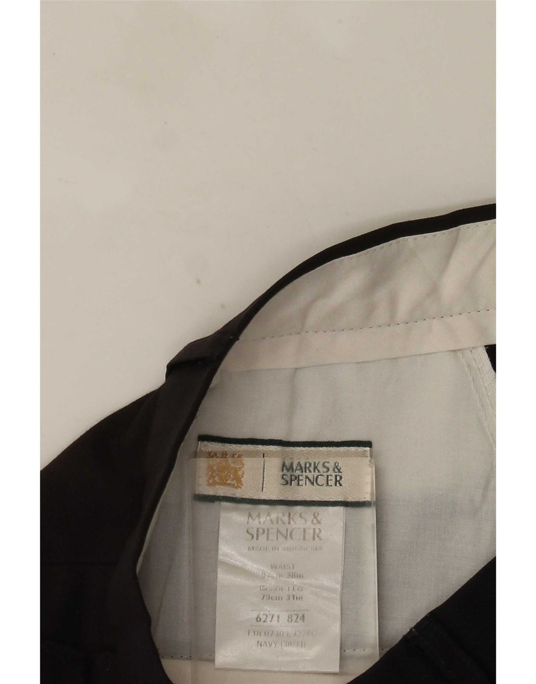 Marks & Spencer Pantalon de costume pour homme W38 L31 Bleu marine Polyester