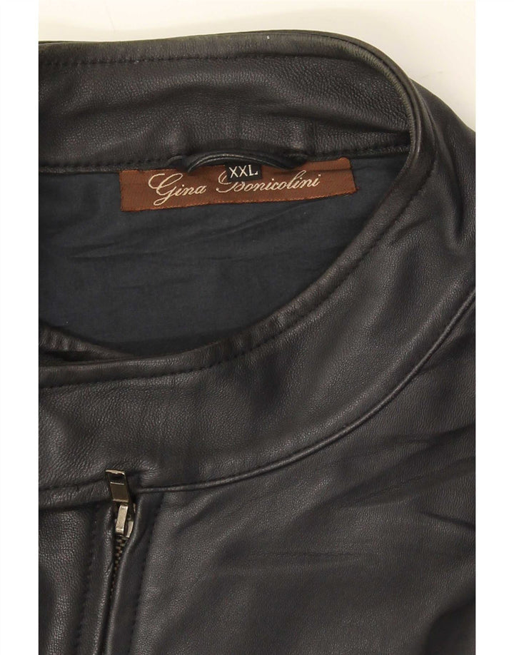 veste en cuir homme vintage UK 44 2XL Noir
