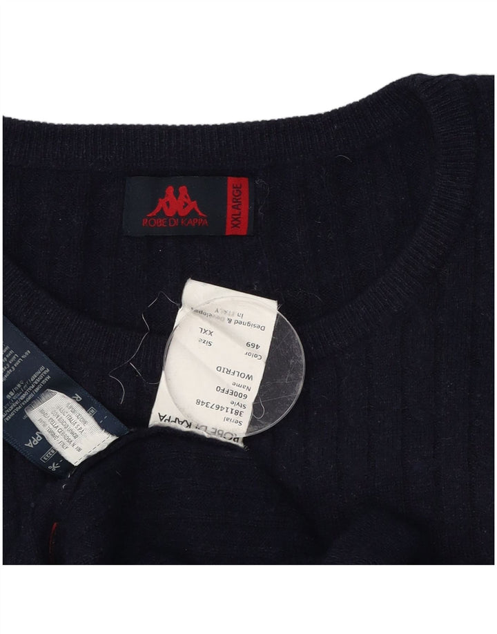 Kappa Pull à col rond pour homme 2XL en laine bleu marine