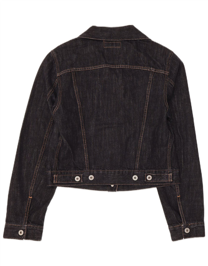 Replay Veste en jean courte pour femme UK 14 Large Noir Coton