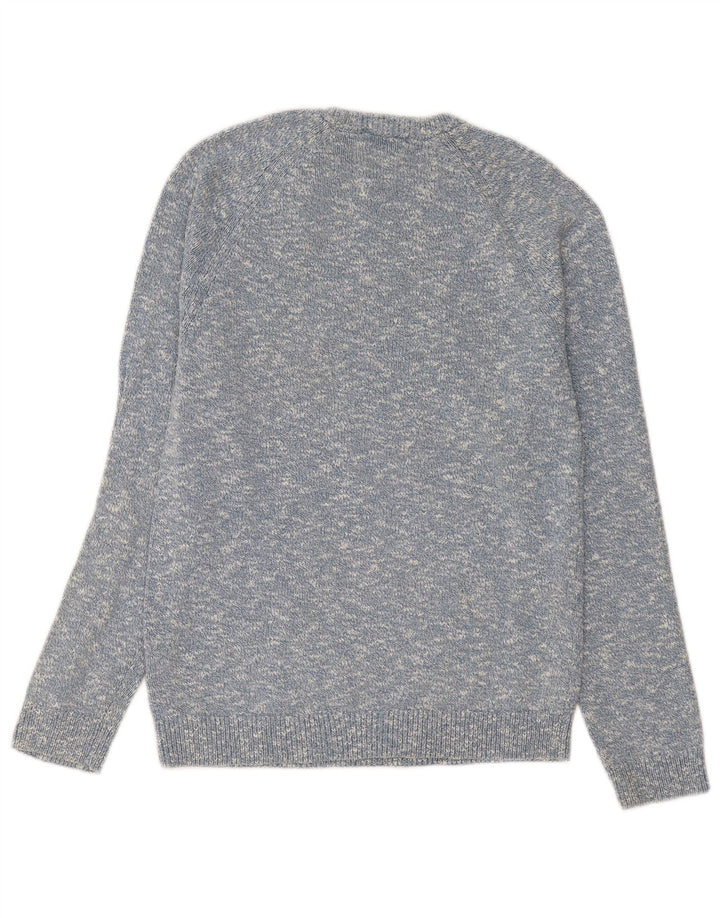 Marks & Spencer Pull col bateau pour homme en coton moucheté bleu petit