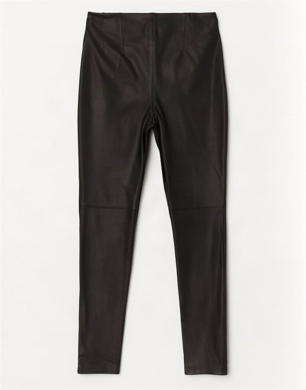 Zara Womens Slim Faux Leather Trousers Large W30 L27 Black Polyurethane