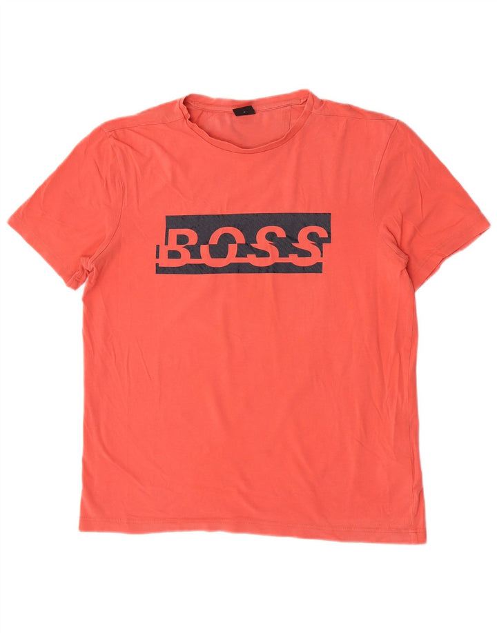 Hugo Boss Haut T-Shirt Graphique Homme Rose Moyen Coton