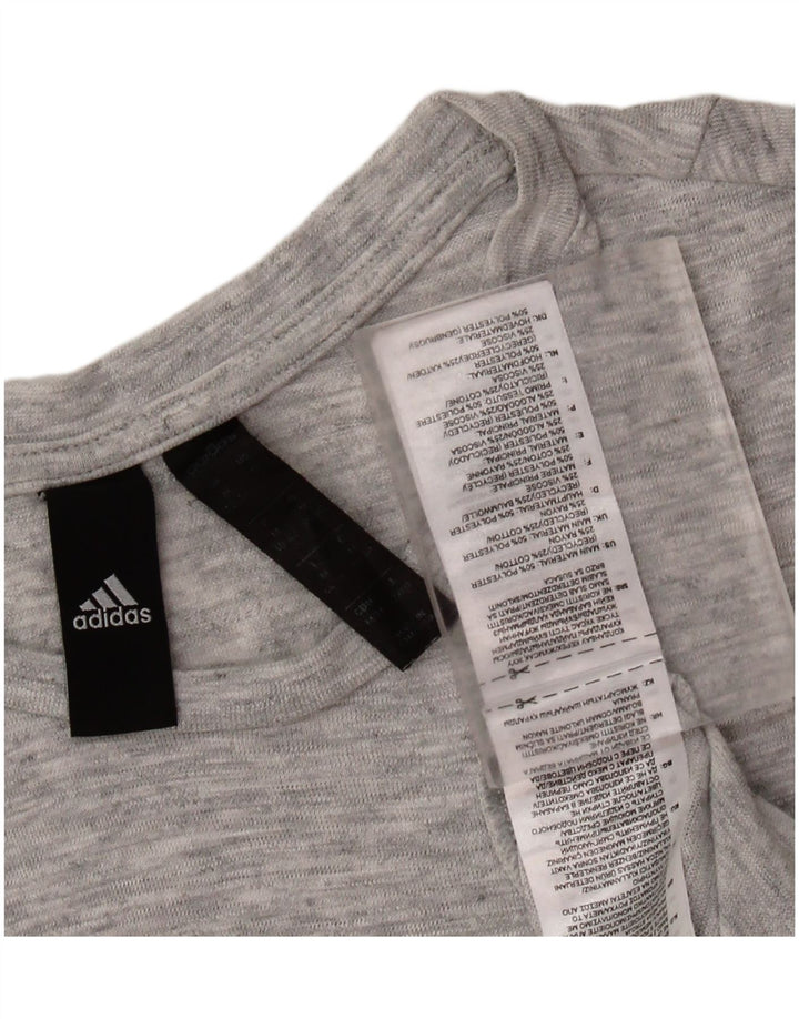 ADIDAS T-shirt graphique pour femme UK 12/14 Polyester moucheté gris moyen
