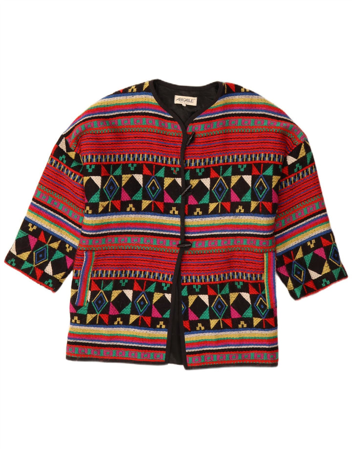 vintage Femme Surdimensionné Duffle Jacket IT 44 Moyen Multicolore Géométrique