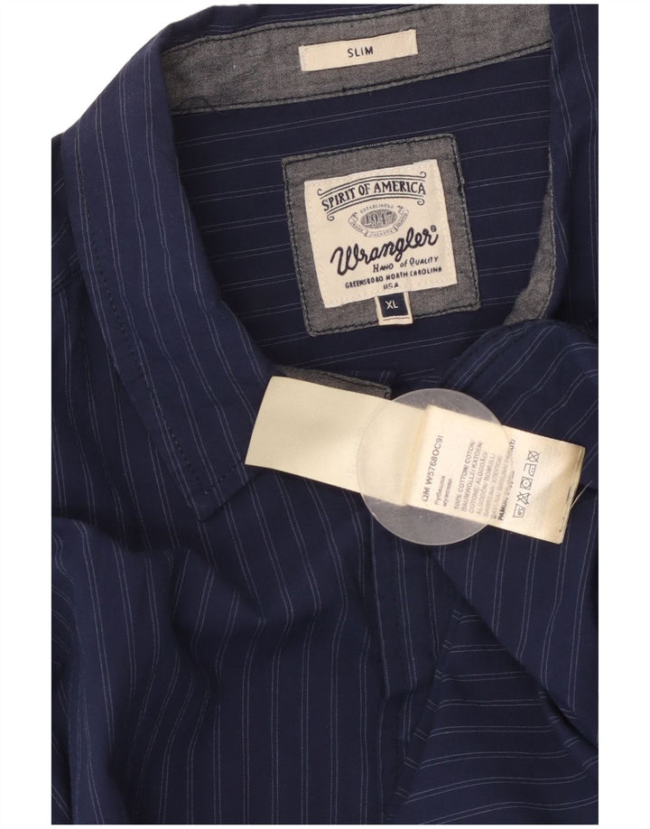Wrangler Chemise Slim Homme XL Bleu Marine Rayé Coton