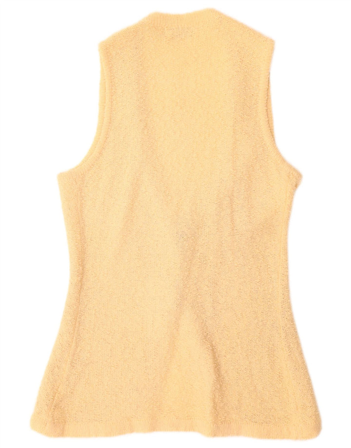 ARTELANA Cardigan sans manches pour femme UK 10 Petit Jaune