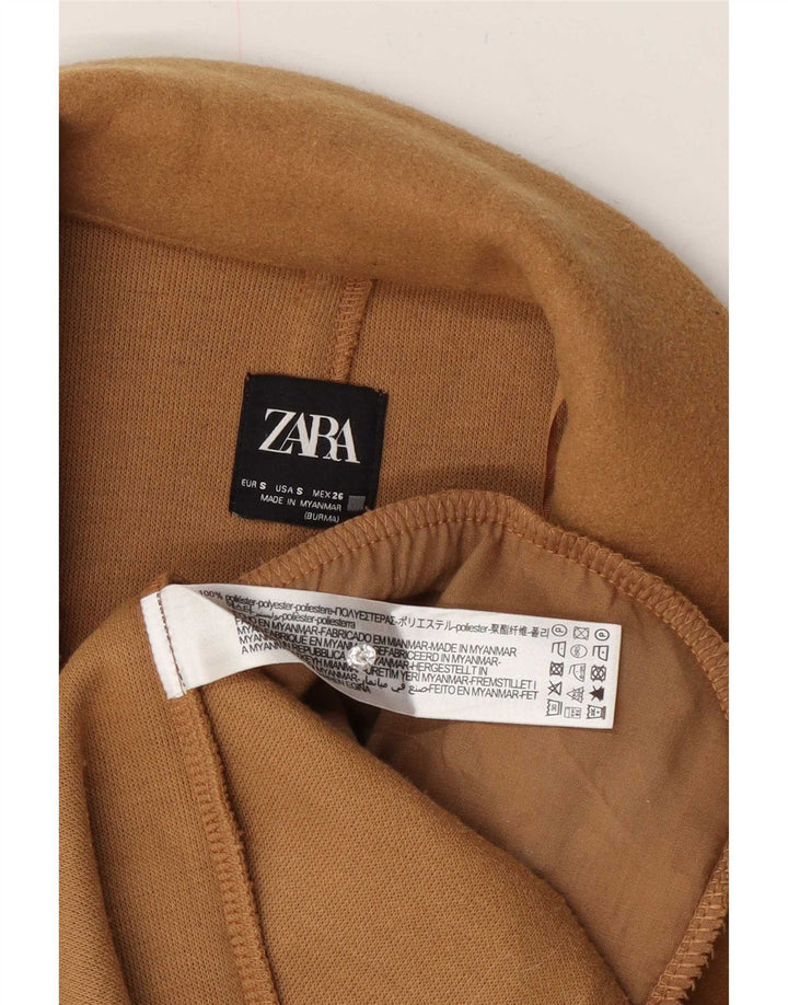 Zara Femme Manteau Ouvert UK 10 Petit Beige Polyester