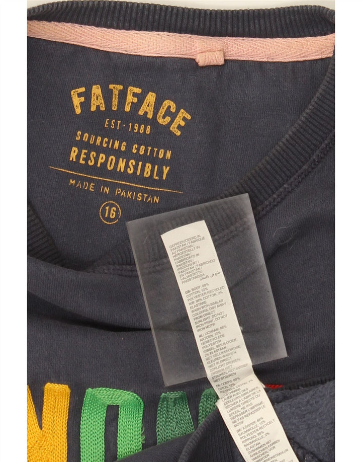 Fat Face Sweat-shirt surdimensionné graphique pour femme UK 16 Large Bleu marine