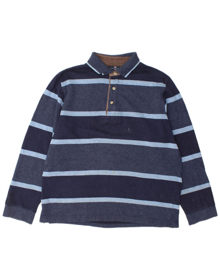 Marks & Spencer Polo de rugby à manches longues pour homme Bleu marine rayé