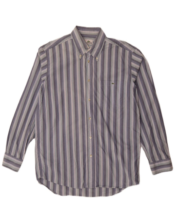 Lacoste Chemise Homme Taille 39 Coton Rayé Bleu Moyen