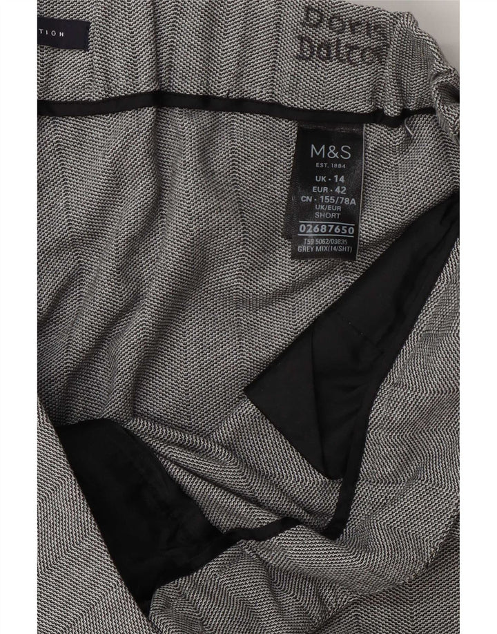 Marks & Spencer Pantalon court pour femme UK 14 Large W34 L24 Gris Polyester
