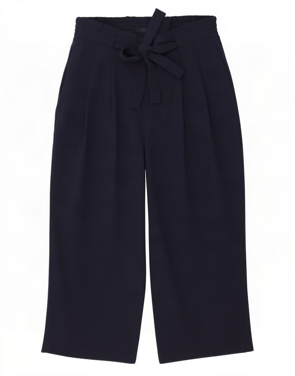 Zara Pantalon court taille haute coupe ample pour femme Medium W28 L24 Bleu marine