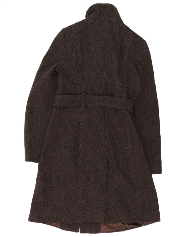 Benetton Pardessus Femme IT 42 Laine à Chevrons Marron Moyen