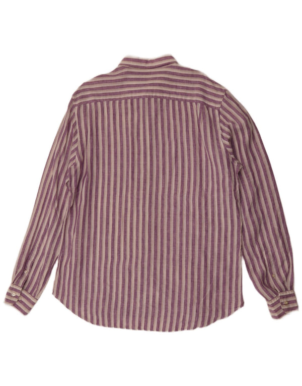 Massimo Dutti Chemise Homme XL Lin Rayé Violet