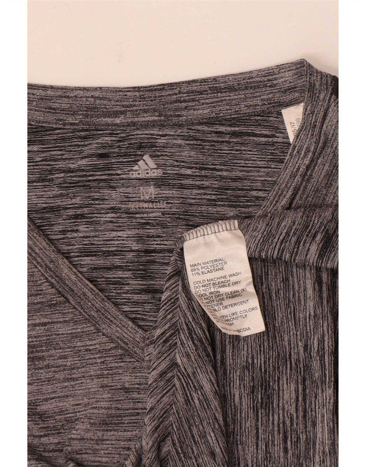Adidas Climalite T-Shirt Top UK 12 Polyester Moucheté Gris Moyen