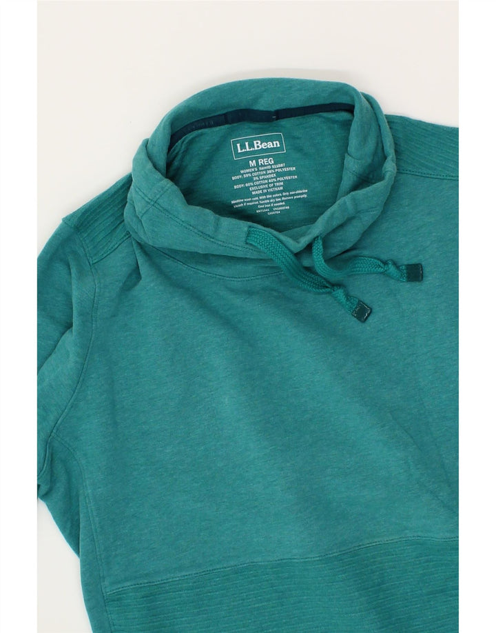 L.L.BEAN Womens Roll Neck Sweatshirt Jumper UK 14 Medium Turquoise Cotton Vintage L.L.Bean and Second-Hand L.L.Bean from Messina Hembry 