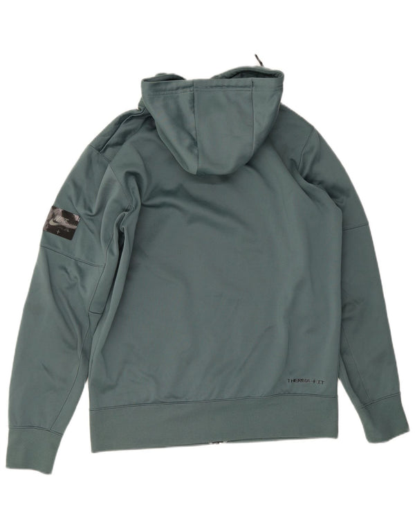 Nike Pull à capuche zippé Therma-Fit Graphic pour homme en polyester vert moyen