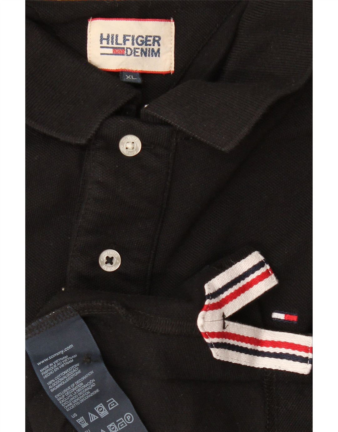 TOMMY HILFIGER Polo Homme XL Noir Coton