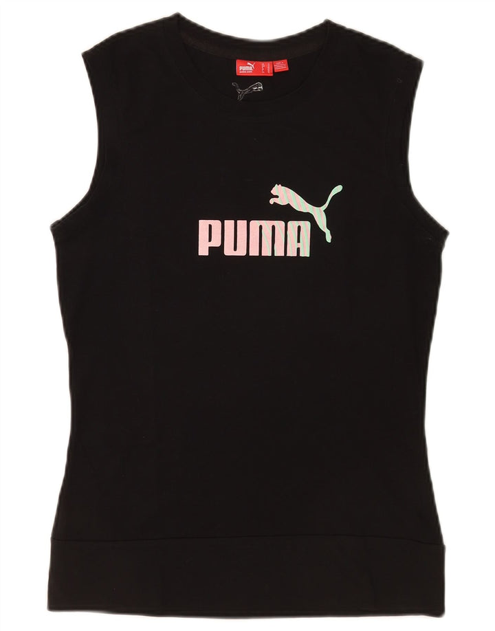 Puma Débardeur graphique pour femme UK 12 Coton noir moyen