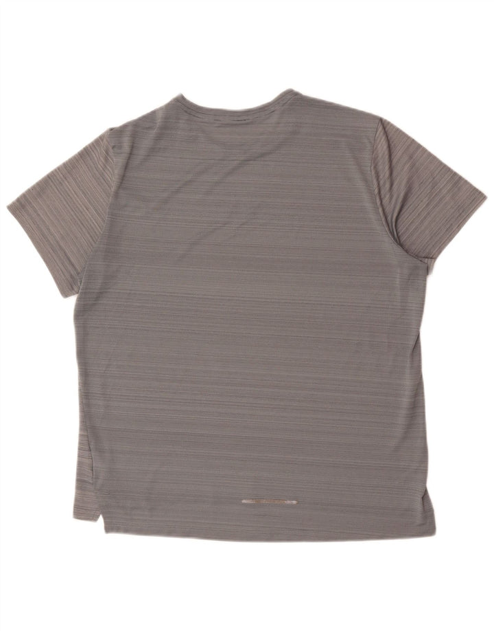 Nike T-shirt Dri Fit pour homme en polyester à fines rayures gris