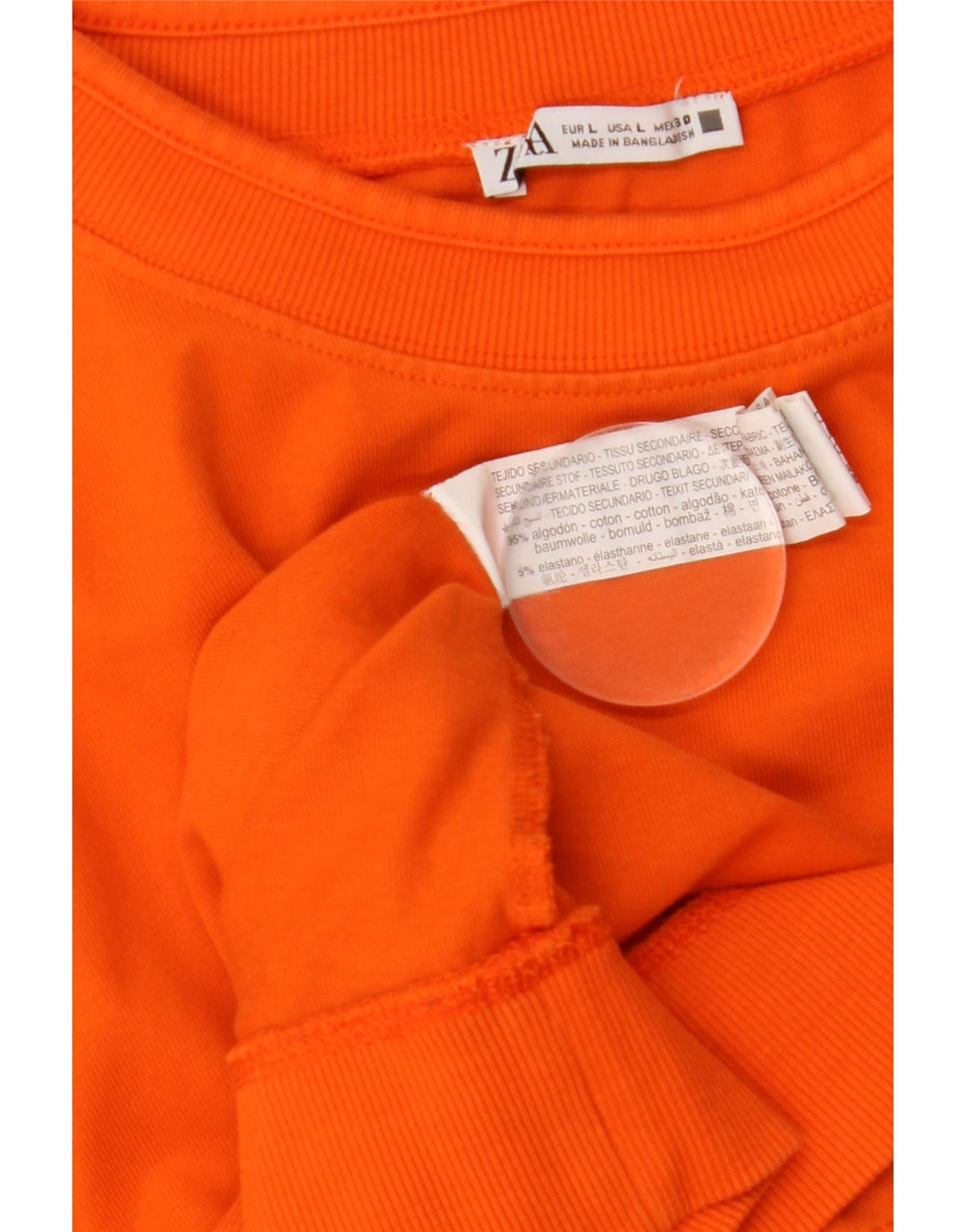 ZARA Femme Sweatshirt Jumper UK 16 Large Orange Coton