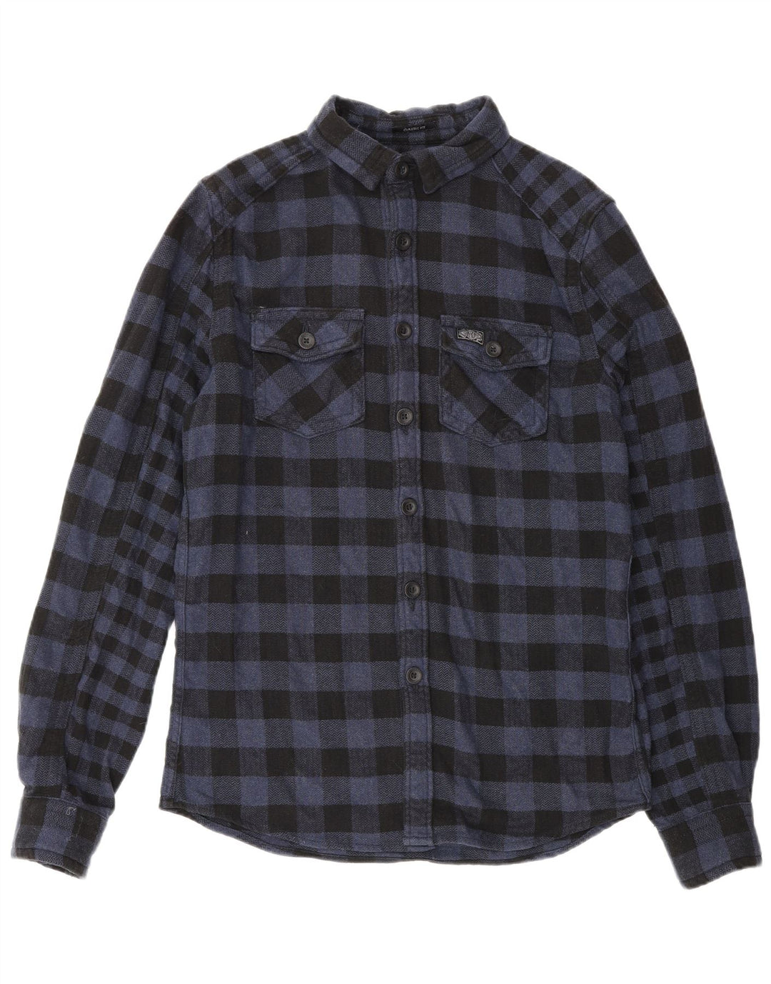 Superdry Chemise en flanelle à petits carreaux bleu marine en coton