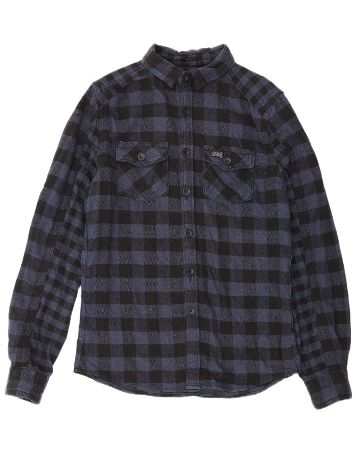 Superdry Chemise en flanelle à petits carreaux bleu marine en coton
