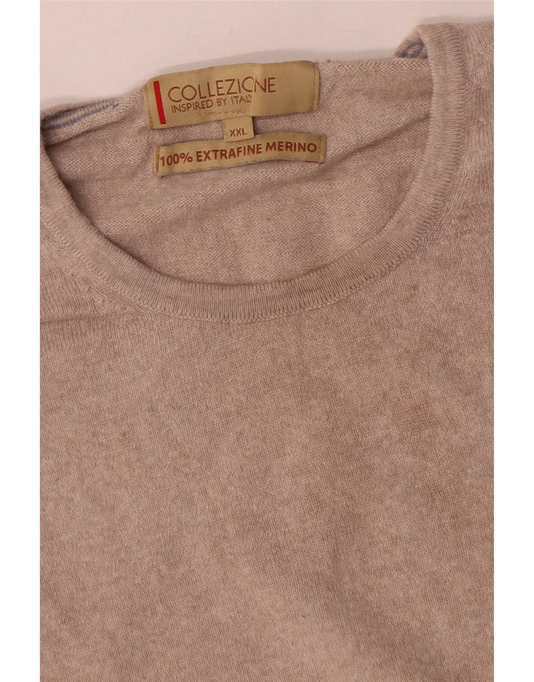 Marks & Spencer Pull col rond pour homme en laine mérinos beige 2XL