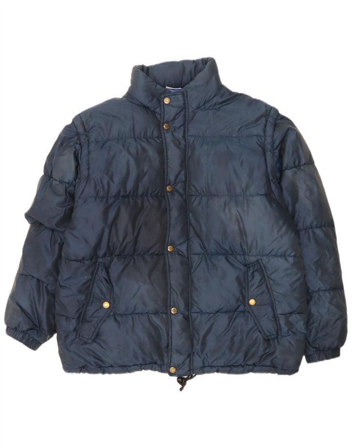 Sergio Tacchini Veste matelassée à capuche pour homme UK 40 Large Bleu Marine Polyamide