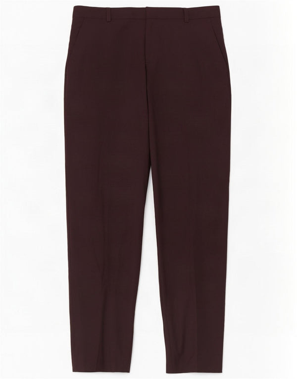 Topshop Pantalon de costume slim pour femme UK 12 Medium W30 L27 Bordeaux Polyester