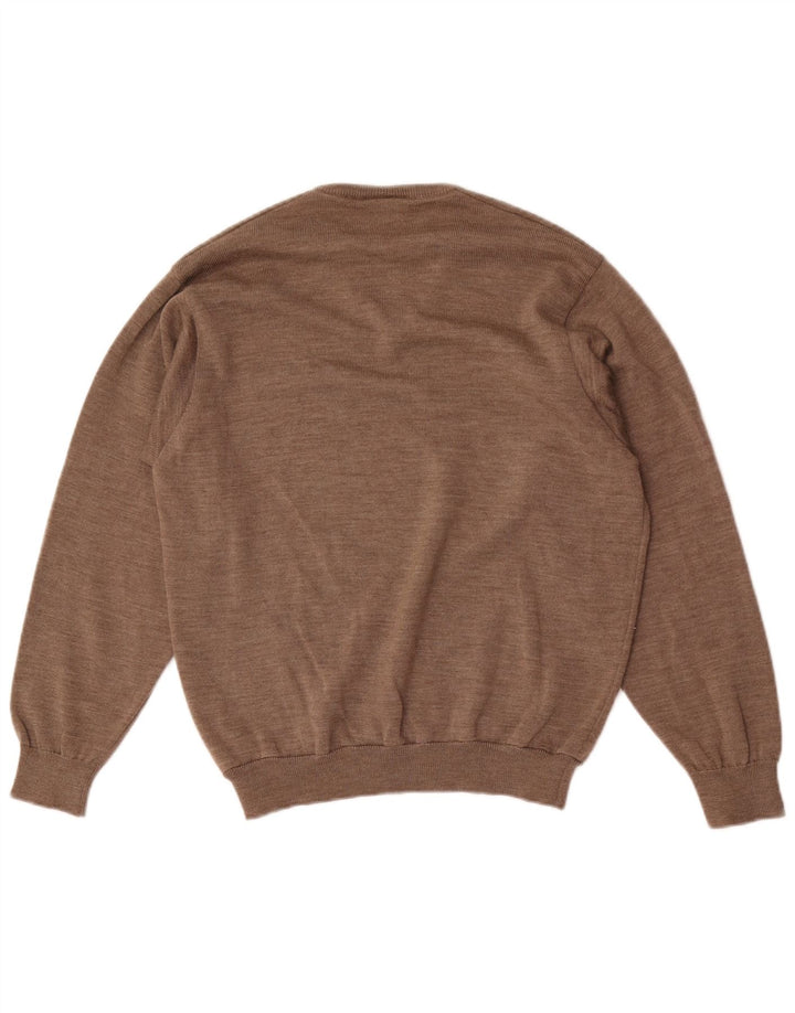 Lacoste Pull col V pour homme Taille 3 Petite laine vierge marron