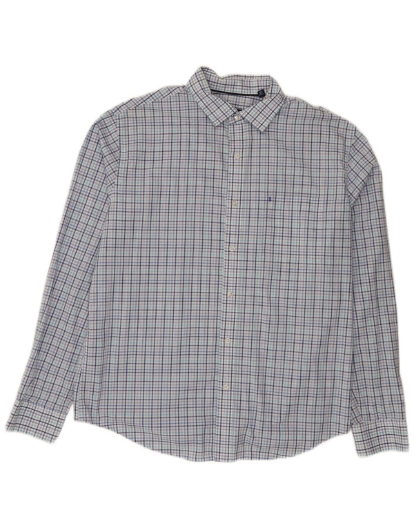 Izod Chemise Homme Taille 16 1/2 Grand Coton à Carreaux Bleu