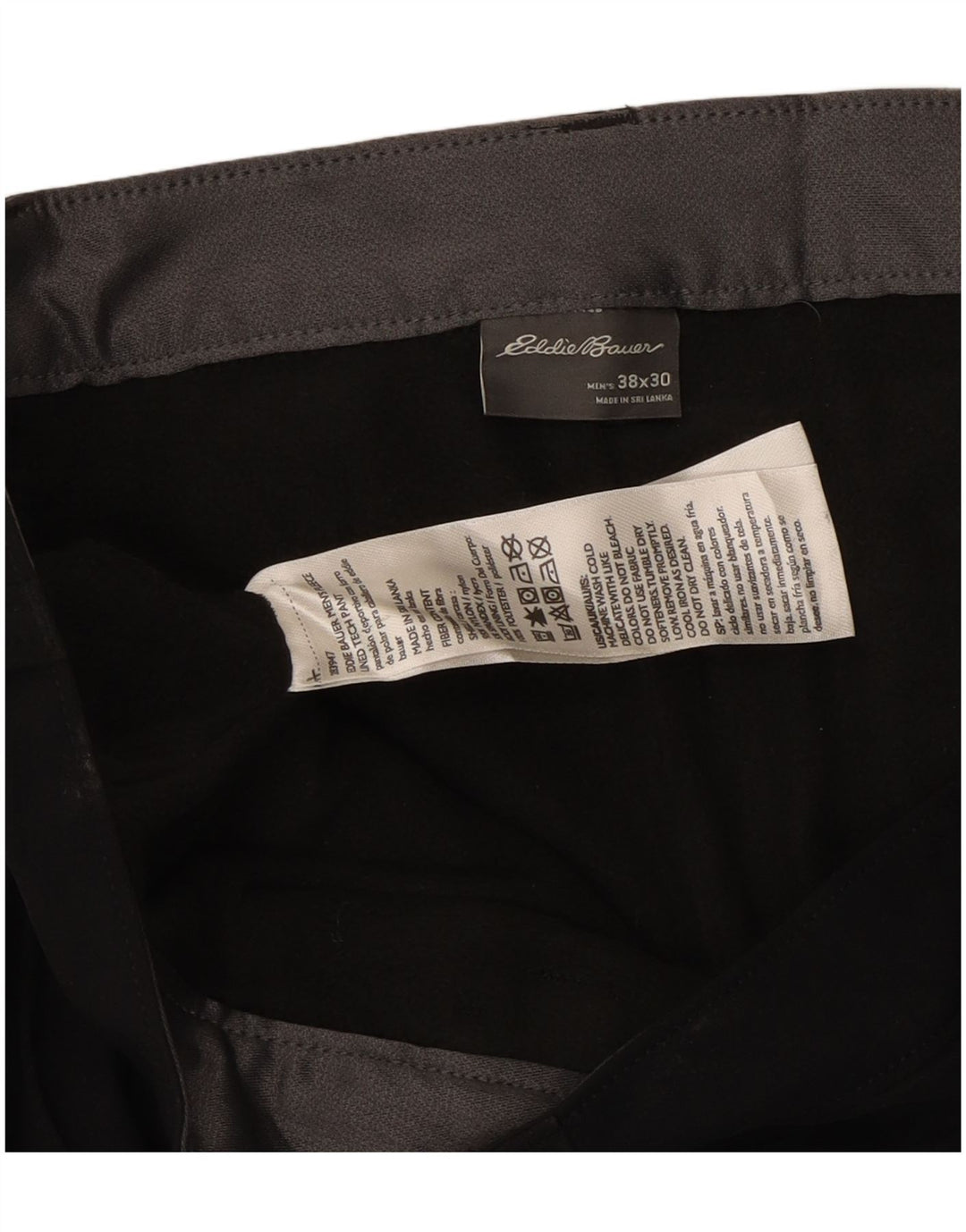 EDDIE BAUER Pantalon Cargo Droit Homme W38 L30 Nylon Noir